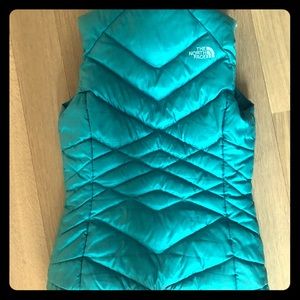north face acongua vest teal blue